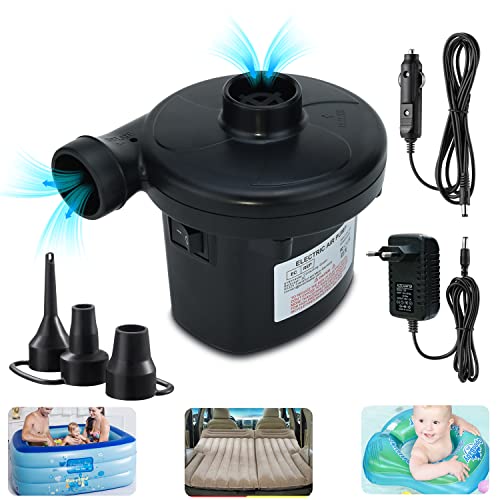 Elektrische Luftpumpe für Luftmatratze, Luftpumpe Elektrisch, Pumpe Luftmatratze 2 in 1 Inflate und Deflate für Luftmatratzen, Schwimmring, Schlauchboote