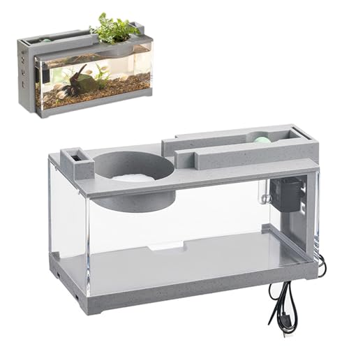 Schreibtisch Aquarium Komplettset, Mini Aquarium Starterset Leises Tischaquarium Mit Wasserpumpe Kleines Aquarium Komplettset LED Mit Pumpe für Betta-Fische Garnelen Goldfische Schildkröten