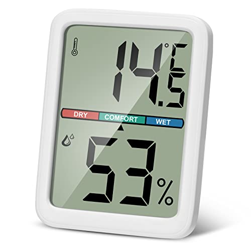 PAIRIER Tragbares Digital Thermometer Hygrometer Innen mit Hohen Genauigkeit LCD Bildschirm Raumthermometer Temperatur und Luftfeuchtigkeitsmesser Geeignet für Gewächshaus Startseite