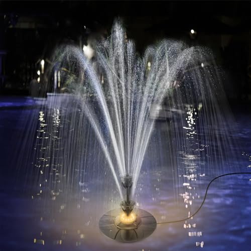 SZMP Springbrunnen für Gartenteiche 2024 Upgraded für draussen,6W LED Licht Teichpumpe 4 DIY Effekte mit 32.8ft Netzkabel,Schwimmender Fontäne Pumpe für Garten,DIY Wasserspiel,Teich,Fisch-Behälter