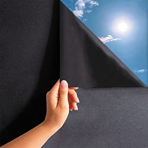 MARAPON® Fensterfolie selbsthaftend Blickdicht in schwarz [30x200 cm] inkl. eBook mit Profitipps - Verdunkelungsfolie mit hohem Sichtschutz - Sichtschutzfolie statisch haftend ohne Lichtdurchlass