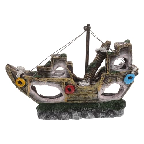 BELLIFFY Aquarium Landschaftsbau Dekoration Aquarien Unterwasserschiffe Figur Aquarium Ornament Tischboot Dekoration Fischversteck Höhle Aquarium Ornamente Unterwasser Harz