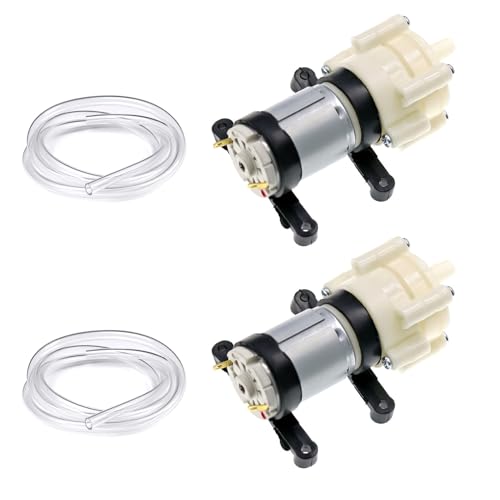 2 Stück Mini Aquarium Pumpe, 6V-12V Micro Motorpumpe, 385 DC 12 V 1,5-2L/Min Mini Fischtanks Wasserpumpe mit 2M Wasserrohr, Membranpumpe, Wasserkühlpumpe Selbstansaugend