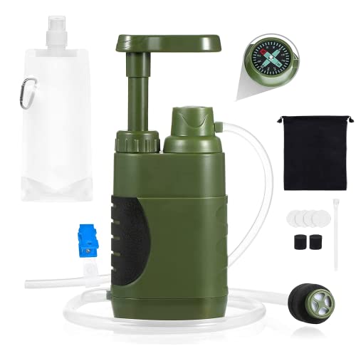 TUEWANR Wasserfilter Outdoor 0.01 Mikron Wasserfilter 4 Filterstufen,Tragbare Notfall und Überlebensausrüstung für den Außenbereich Camping,Wandern,Rucksackreisen