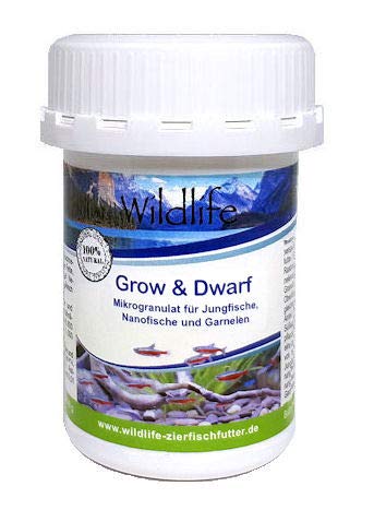 WILDLIFE Wild Grow & Dwarf Mikrogranulatfutter für kleine Jungfische, Nanofische wie Rasboras, Endler Guppys oder die Garnelenaufzucht, 40 g