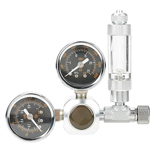 Pssopp CO2 Druckminderer Regulator CO2 Aquarium Druckminderer CO2 Druckregler Ventil mit 2 Manometer für Aquarium System(W21.8)