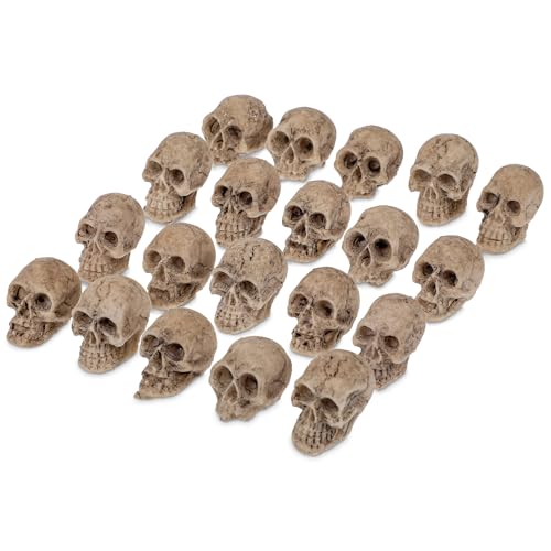 Andibro 20 Stück Totenkopf-Set aus Harz, Mini Deko Totenkopf Figuren Halloween Skelett Dekoration Mini Harz Schädel Modell Schädelköpfe für Halloween DIY Deko Garten Topfpflanze Blumentopf