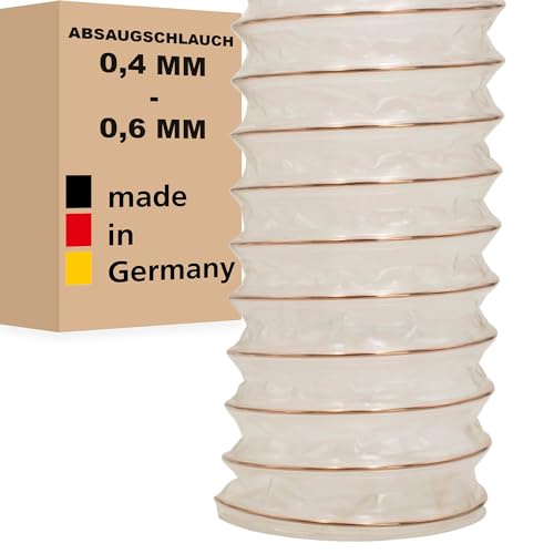 AWM Absaugschlauch PU transparent 0,4/0,6 mm Absauganlage Spiralschlauch schwer entflammbar Flexschlauch - Meterware (25 mm, Wandstärke: 0,4 mm)