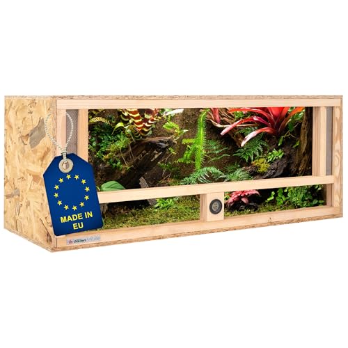 ITA Holz Terrarium 100x40x40 cm mit Frontbelüftung & Integriertem Hygrometer - Holzterrarium aus OSB-3 Platten - Terrarien für Reptilien, Schlangen, Amphibien - EU Produkt, FSC Zertifiziert