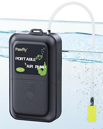 Pawfly Aquarium Luftpumpe Leise 2,5 L/min Batteriebetriebene Sauerstoffpumpe für 20-120 L Fischtanks Tragbare Belüfterpumpe Pumpe für das Angeln im Freien, Stromausfälle und Fischtransport die Pumpe