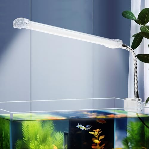 Nobleza - LED Aquarium Licht, Clip-on Aquarium Lampe, Fische Tank Beleuchtung Aufsetzleuchte für Aquarium, Zisternen (6W 23CM, weiß)