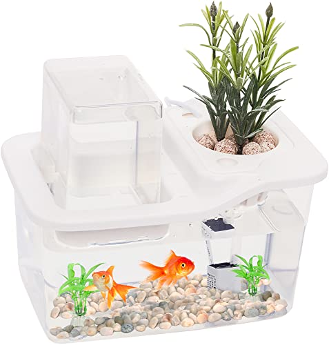 Mindful Design Mini-Aquaponik-Anzuchtsystem für Aquarien, Tisch-Ökosystem-Set für Wasserpflanzen und Fische, selbstbewässerndes Aquaponisches Aquarium