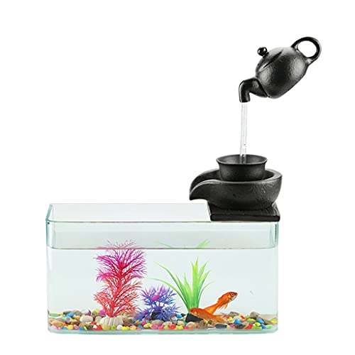 KKXXYQFC Aquarium Kreatives fließendes Wasser Desktop-Glas-Aquarium Zirkulierendes hängendes Büro-Heimdekorations-Ornament-Aquarium-Becken