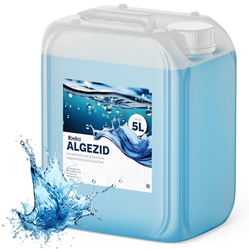 Belko® 5L Pool Algizid Algenverhütung flüssig - Präventives Anti Algenmittel für Schwimmbad & Pool und Whirlpool - gegen Algen, Algezid Poolklar Chlor Ergänzung