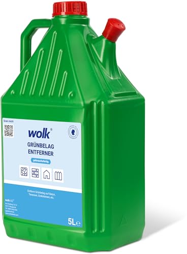 Algen & Grünbelag Entferner - 5 Liter gebrauchsfertig - Für die Effiziente Entfernung von Algen und Grünbelag - wolk
