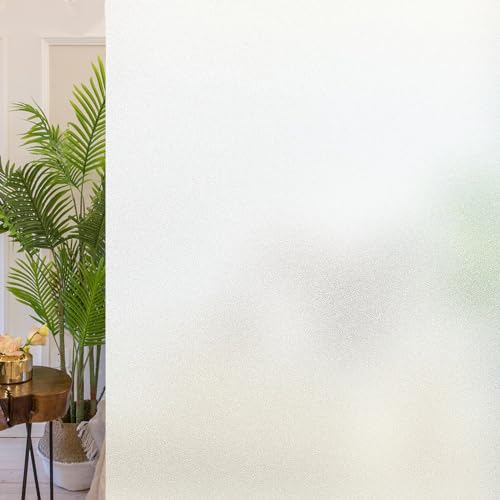 Fensterfolie Blickdicht Sichtschutzfolie Milchglasfolie Selbstklebend,UV-Schutz Statisch haftende Folie für Zuhause Büro(Matt,44.5×200cm)