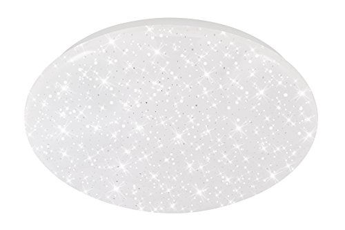 BRILONER - LED Deckenlampe mit Sternenhimmel, neutralweiße Lichtfarbe, 12 Watt, 1300 Lumen, LED Lampe, LED Deckenleuchte, Wohnzimmerlampe, Schlafzimmerlampe, Kinderzimmerlampe, 28x6,5 cm, Weiß