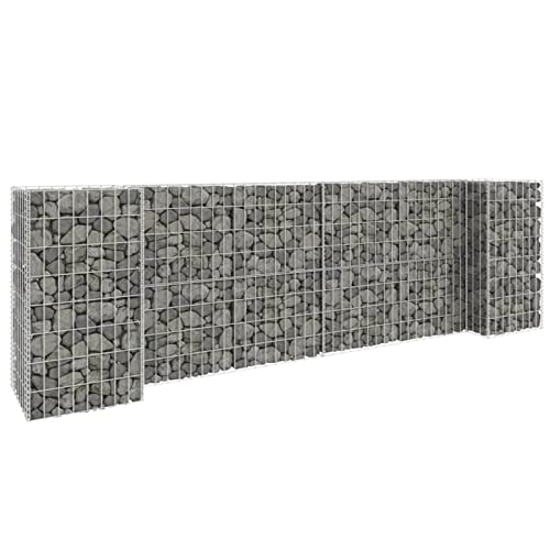 ShGaxin H-förmiger Gabionen-Pflanzkorb, Hochbeet Metall, Gabionen Zaun, Steinkorb Blumenkasten, Steinkorb-pflanzkübel, Gabionen Hochbeet, Stahldraht 260x40x80 cm