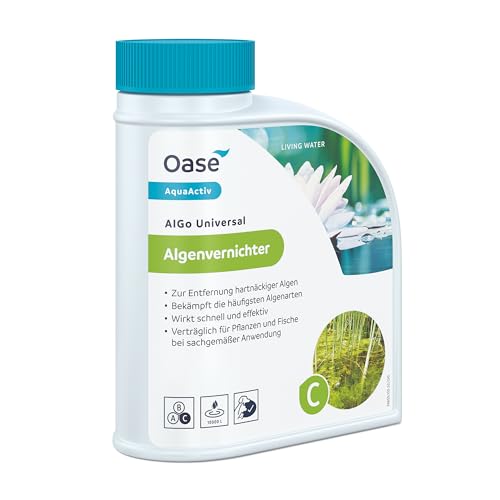 OASE 43137 AquaActiv AlGo Universal Algenvernichter 500 ml - effektiver Algenentferner für Gartenteich ideal gegen Algen Fadenalgen Schwebealgen Schmieralgen