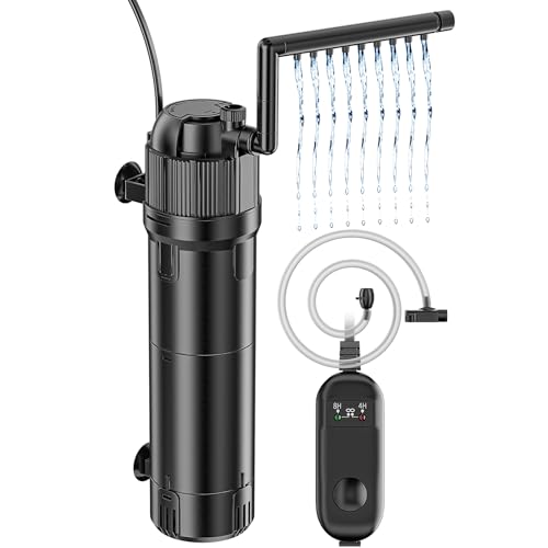 Forever Speed 5-in-1 Aquarium Innenfilter mit UVC Klärer 8 Watt, Aquarium Filter Pumpe inkl Einstellbarer Durchfluss 650L/h für 100-300L Aquarien