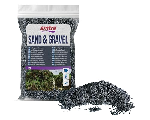 Amtra Black Ceramized Quartz – Feiner Quarz-Aquariumsand, für Süß oder Salzwasser, 2-3 mm Körnung, Menge 2 kg