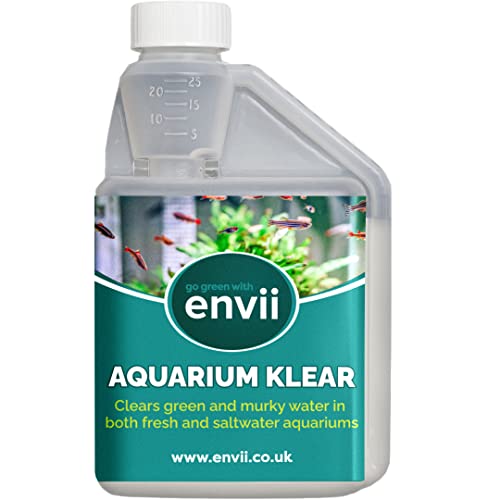 Envii Aquarium Klear - Flüssiges Bakterien Aquarium Wasserklärer, Gegen Trübes, Grünes Wasser für Kristallklares Wasser im Allen Aquarien, 100% Biologisch, 500 ml Flasche Behandelt 4000 Liter