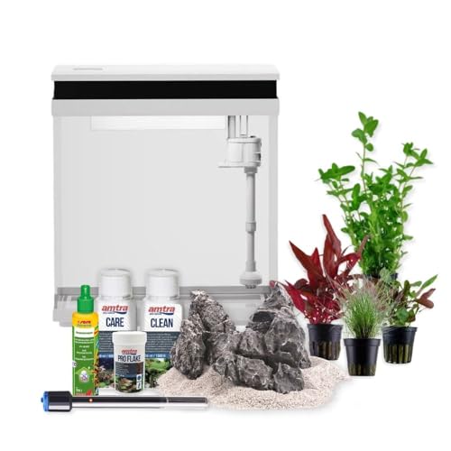 AquaOne Aquarium Komplettset LED mit Pumpe HNE-300 I Kleines Nanoaquarium 13 Liter mit Filteranlage I Mini Nano Becken Set für Fische und Garnelen