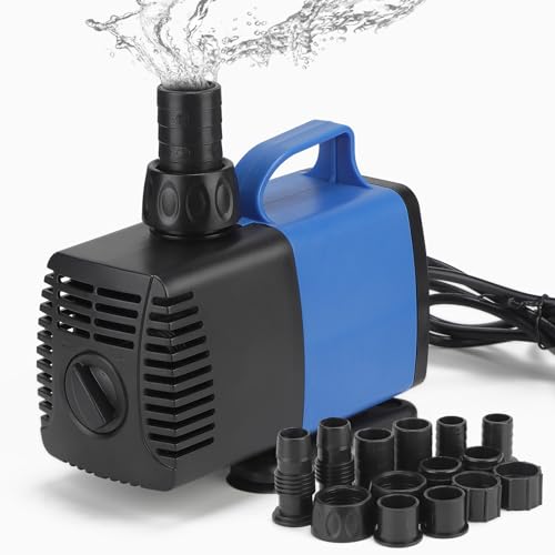 DBREAKS Teichpumpe Filterpumpe 5500L/H Wasserpumpe Bachlaufpumpe mit 5 Düse Aquariumpump...