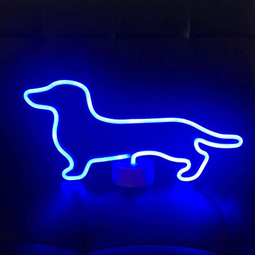 Hunde-Neonschilder, LED-Neonlichtschild für Partyzubehör, Mädchenzimmer, Dekoration, Zubehör für Luau, Sommerparty, Tischdekoration, Kinder, Geschenke, 40,9 x 19,8 cm (blauer Hund)