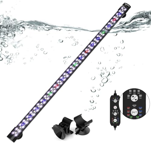 SEAOURA Aquarium Led Beleuchtung mit 24/7-Zyklus, Aquarium licht mit Timer, automatischer Ein-/Ausschaltung, Vollspektrum + 7 Einzelfarben, 10 Helligkeitsstufen, für Aquarium (68cm)