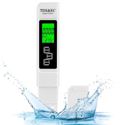 Flintronic TDS/EC Wasserqualitätstest Meter, Temperatur Tester mit Hintergrundbeleuchtung, PPM Leitwertmessgerät ±2% Ablesegenauigkeit, Wasserqualität Tester für Schwimmbad Trinkwasser Aquarium Pools