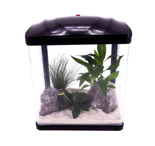 AquaOne Aquarium Komplettset LED mit Pumpe HR-230 schwarz I Kleines Nanoaquarium 7 Liter I Mini Nano Becken Set für Fische und Garnelen