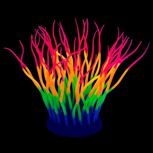 LPFLASAT Aquarium-Dekoration, fluoreszierende Regenbogen-Anemone, Aquarium-Dekoration, Wasserpflanzen, Betta, Aquarium-Dekoration, Silikon-Ornament mit Leuchteffekt, für Aquarium-Landschaftsdekoration