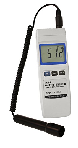 Peak Tech P 5125 – Digitales Profi Leitfähigkeits Messgerät 0 bis 2000 µS für Wasser Anlagen, Leitwert Meter mit 21,5 mm LCD Anzeige, Wasser Leitfähigkeit, Tester, Aquarium, Pool, Garten - 270g