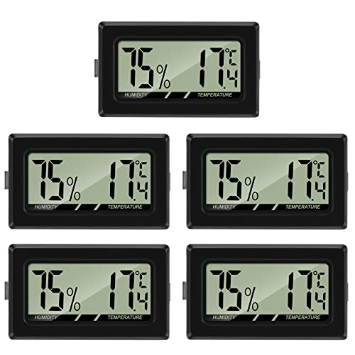 Thlevel Luftfeuchtigkeitsmesser Thermometer Hygrometer Mini Digital Temperatur Zimmerthermometer für Innen Büro Wohnzimmer (5PCS)