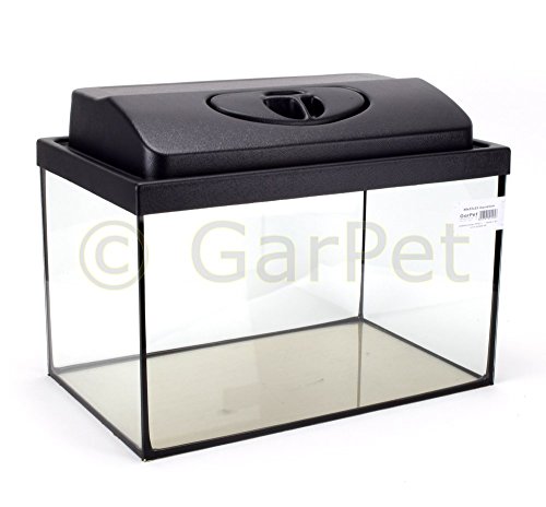 GarPet Aquarium rechteckig mit Abdeckung inkl. LED Beleuchtung im Set (40x25x25 + Abdeckung LED)