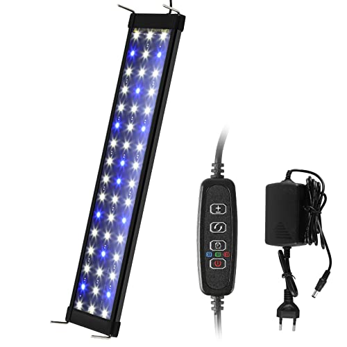 EINFEBEN LED Aquarium Beleuchtung, Weiß Blau Licht 16W mit Verstellbarer Halterung für 45cm-60cm Aquarium