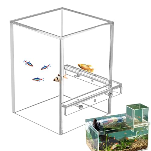 BERAC Fisch-Aufzug umgekehrt, Fischglas-Aquarium, vakuumhängendes Aquarium, leichtes tropisches Aquarium, Acryl, kleine transparente Fischschalen für Süßwasserpflege