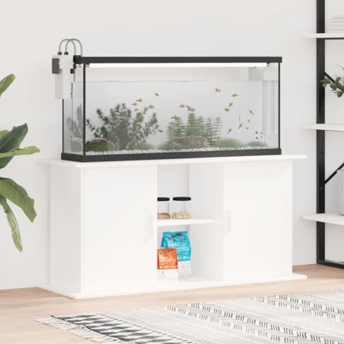 IKAYAA Aquarium Unterschrank Aquariumständer Aquariumregal Aquariumschrank Weiß 121 x 41 x 58 cm Aquarium Stand Aquarium Tisch Aquarium Schrank Unterschrank Holzwerkstoff