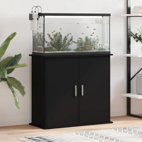 CIADAZ Aquariumständer Schwarz 81x36x73 cm Holzwerkstoff, Aquarium Unterschrank, Aquarium Schrank, Aquariumschrank, Aquarium Tisch, Aquarium Stands 833624