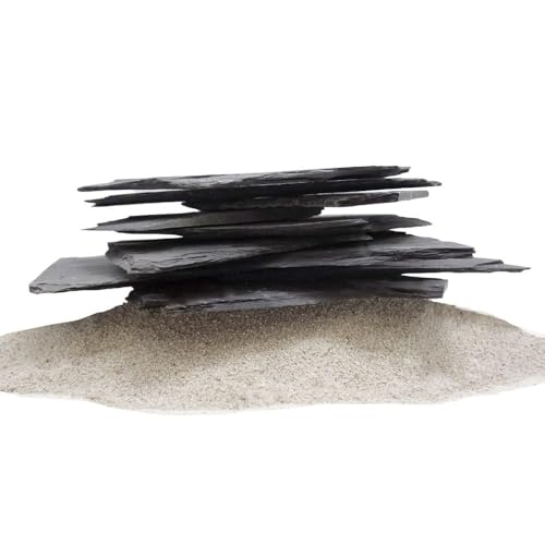 AquaOne Aquarium Steine Schieferplatten I Natursteine 1 Pack Schiefer 1,4-1,6 kg I Größe 10-30 cm pro Stein I Aquascaping Gestein Dekoration Terrarium