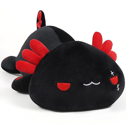 SNOWOLF Nette Axolotl Plüsch Umarmung Kissen Gefüllte Tiere Spielzeug, Kawaii Plüsch Spielzeug Super Soft Cartoon Wurf Kissen für Mädchen für Jungen Brithday Geschenk (30cm, Schwarz)