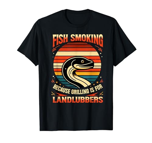 Fischgrillen Räucheraal Enthusiast Retro Outfit T-Shirt