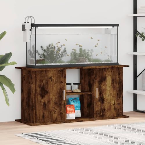 Homgoday Aquariumständer Aquarium Tisch Aquarium Unterschrank Aquarienunterschrank Aquarien Schrank Terrarium Schrank Räuchereiche 121x41x58 cm Holzwerkstoff