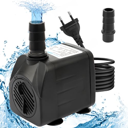 Mini Wasserpumpen(800L/H,16W)，Ultraleise Teichpumpen,Aquariumpump für Teich Brunnen Aquarium Garten,Tauchpumpe Klein mit 1.4m Netzkabel Submersible Pumpe mit 4 starken Saugnäpfen