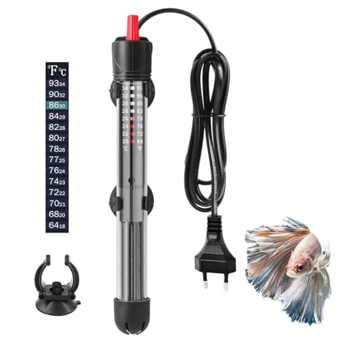 FEDOUR 100W 40-120L Aquarium Heizung, Verdicktes Quarzglas Aquarienheizer, Temperatur Einstellbare Aquarium Heizer Mit Saugnäpfen/Thermostat