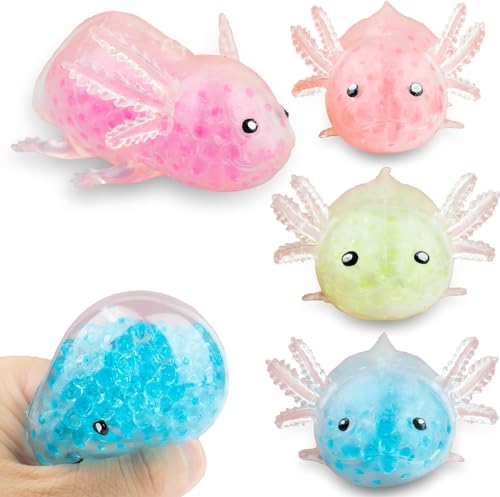 Axolotl Squisheez Stretchbälle, Squishy Axolotl 4Pack, Stress Relief Balls (Set of 4) - Anxiety Relief Squeezing Squishy Balls | Funny Fidget Toy