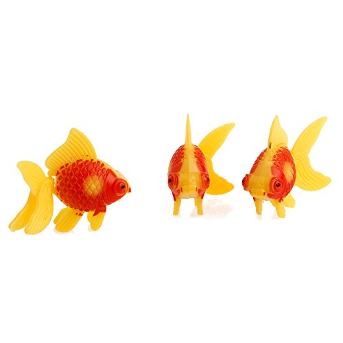 Xuniu 3 Stücke Aquarium Kunststoff Schwimmen Gold Fisch Ornament Künstliche Dekoration (5,7 cm x 4 cm)