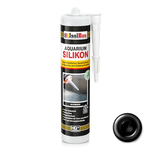 Isolbau Aquarium Silikon 1 x 300 ml - Dauerelastisches Spezial-Silikon für Aquarien & Glaskonstruktion - Für Innen- & Außenbereich – Schwarz, Kartusche