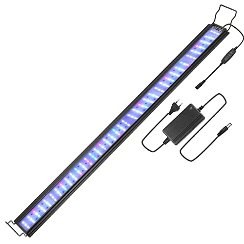 Izrielar 45W Aquarienbeleuchtung, 107-130 CM Aquarium LED Beleuchtung RGB, Aquarium Lampe, Dimmbare Vollspektrum Aquarium Pflanzen licht mit Timer für Algen und Fisch Aquarien